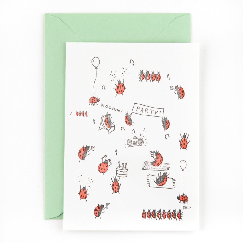 Postcard 'Ladybug party'