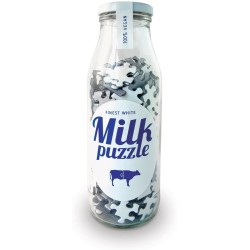 Milk puzzle in a glass bottle