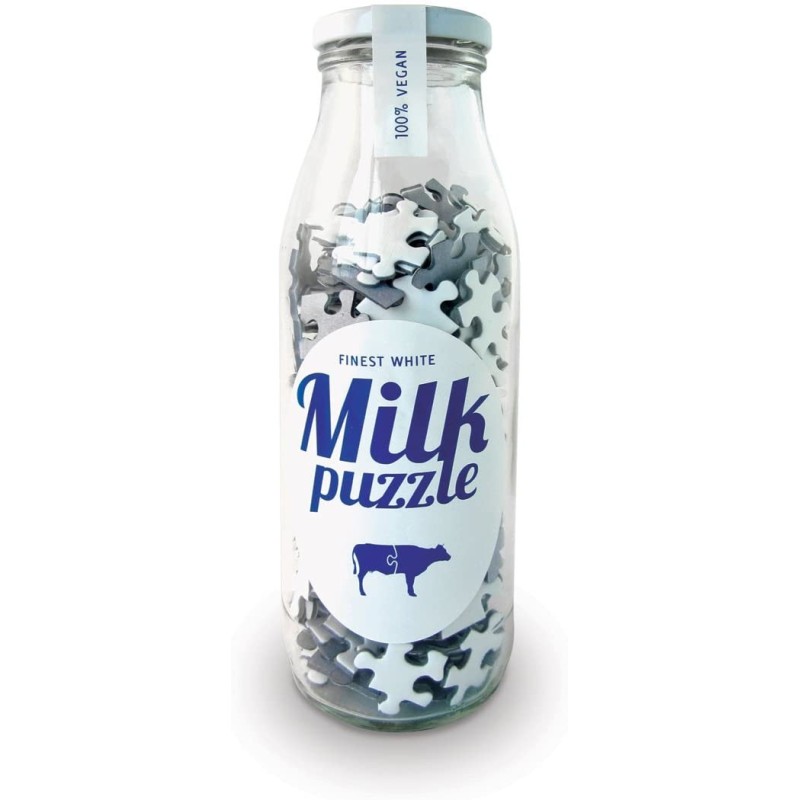 Milk puzzle in a glass bottle