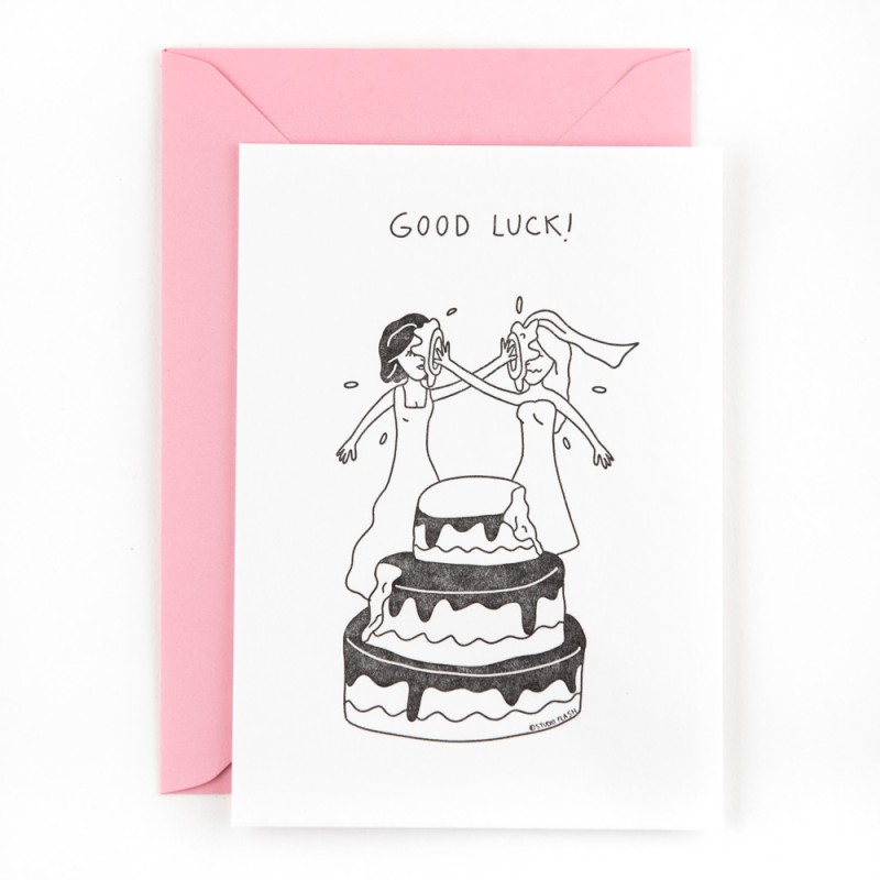 Postcard "Good luck!" lesbian version