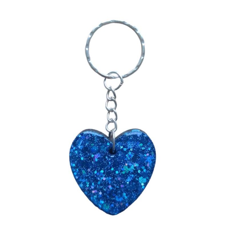 Epoxy resin keychain - blue heart