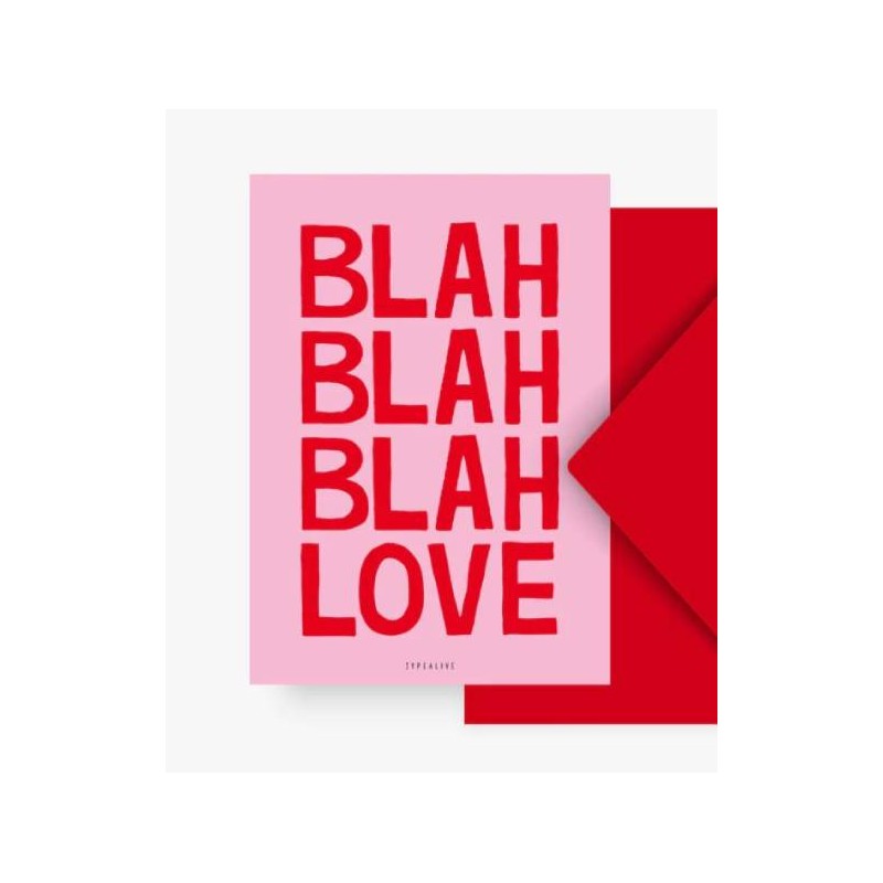 Postkaart "Blah, blah, blah, love"