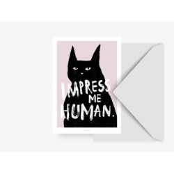 Postcard 'Impress me human'