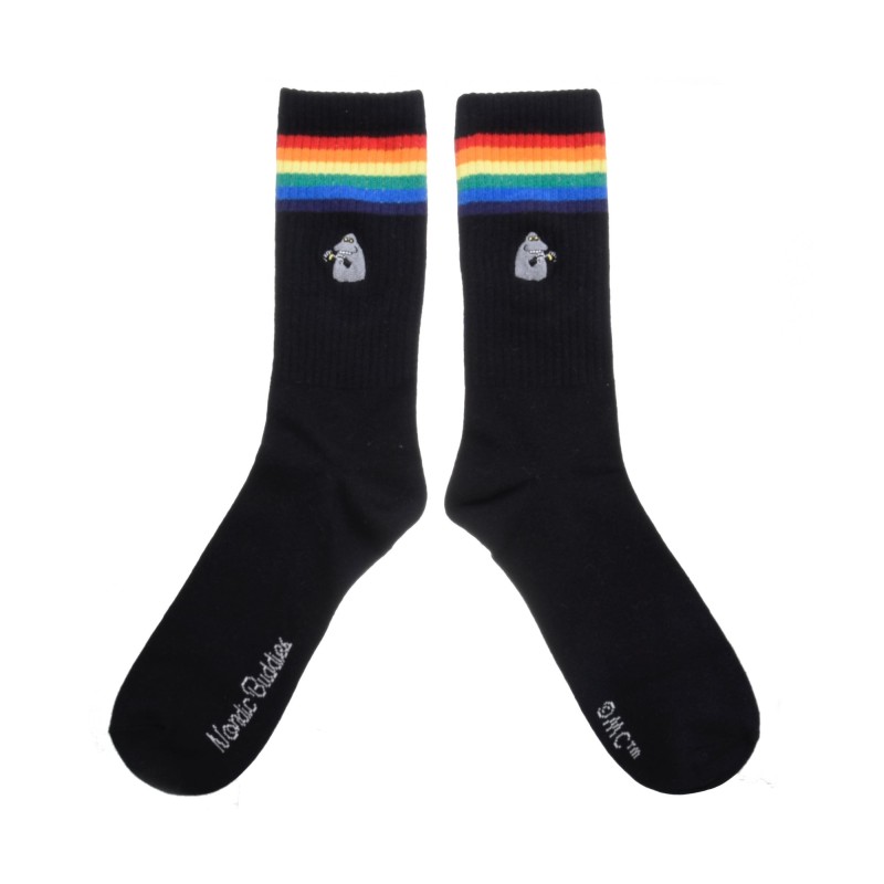 The Groke Retro Black Socks (rainbow)