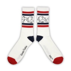 Moomintroll Retro Men Socks - White dark blue-red stripes