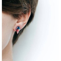 LEPUN Geometric stud earrings blue-black-white