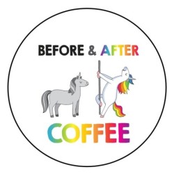 Pin 'Unicorn and coffee' 56 mm